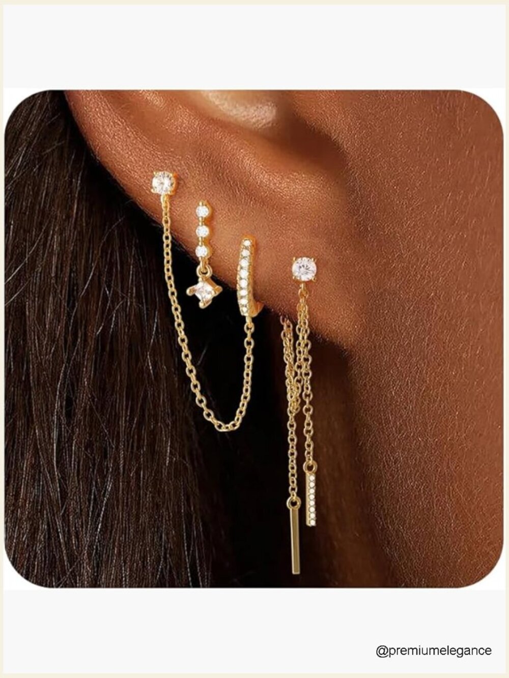 14K Gold Plated Dangle Hoop Earrings Set Hypoallergenic Pearl Huggie Chain Studs